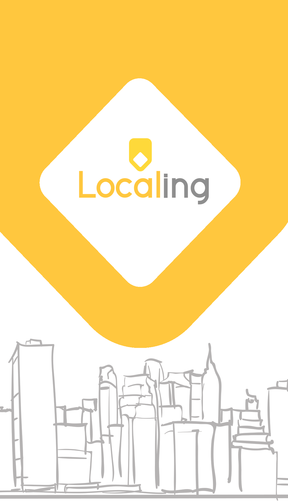 Localing app splash screen with a city skyline